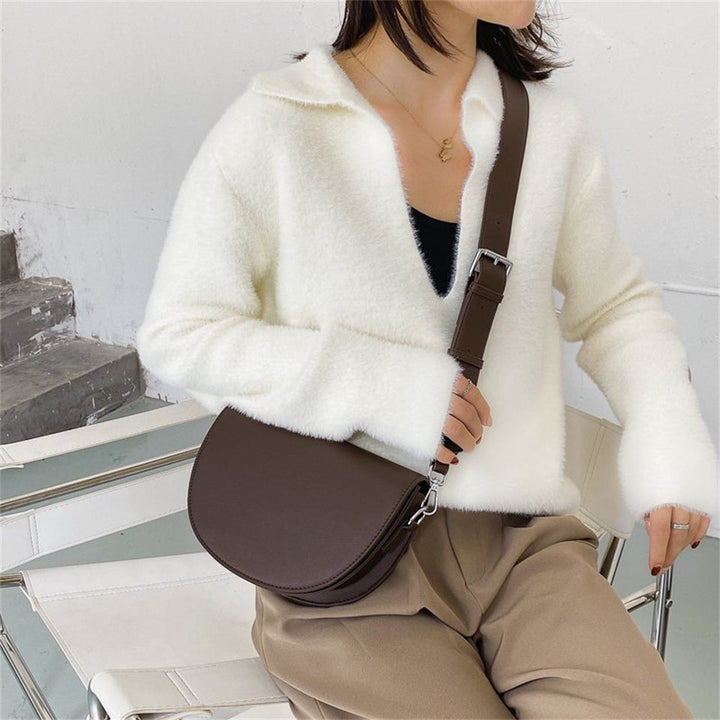 Valantomode | The Lunar Orbital Garrison – Women's Premium Geometric Half-Moon Crossbody Bag