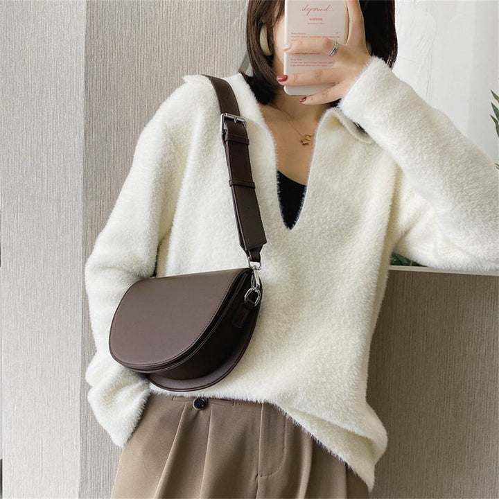 Valantomode | The Lunar Orbital Garrison – Women's Premium Geometric Half-Moon Crossbody Bag