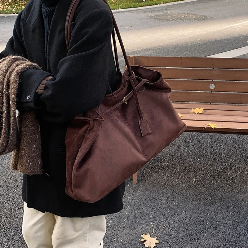 Valantomode | Velvet Goliath Executive – 52cm Premium Vegan Suede XL Oversized Tote with Silver Accents