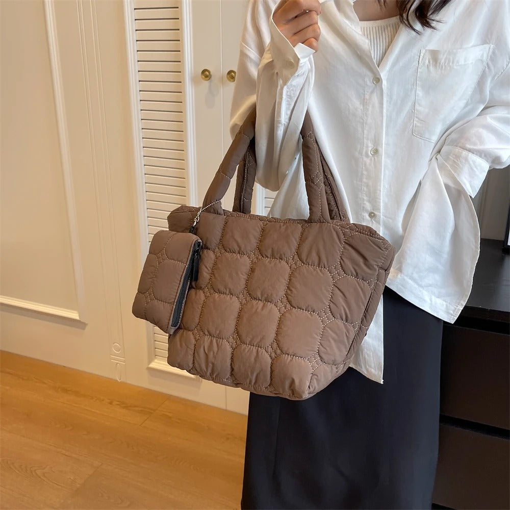 Valantomode | The Veridian Cubic Garrison – Women's Premium Boxy Quilted Puffer Tote