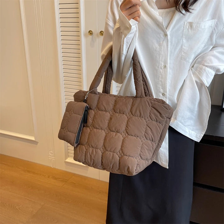 Valantomode | The Veridian Cubic Garrison – Women's Premium Boxy Quilted Puffer Tote
