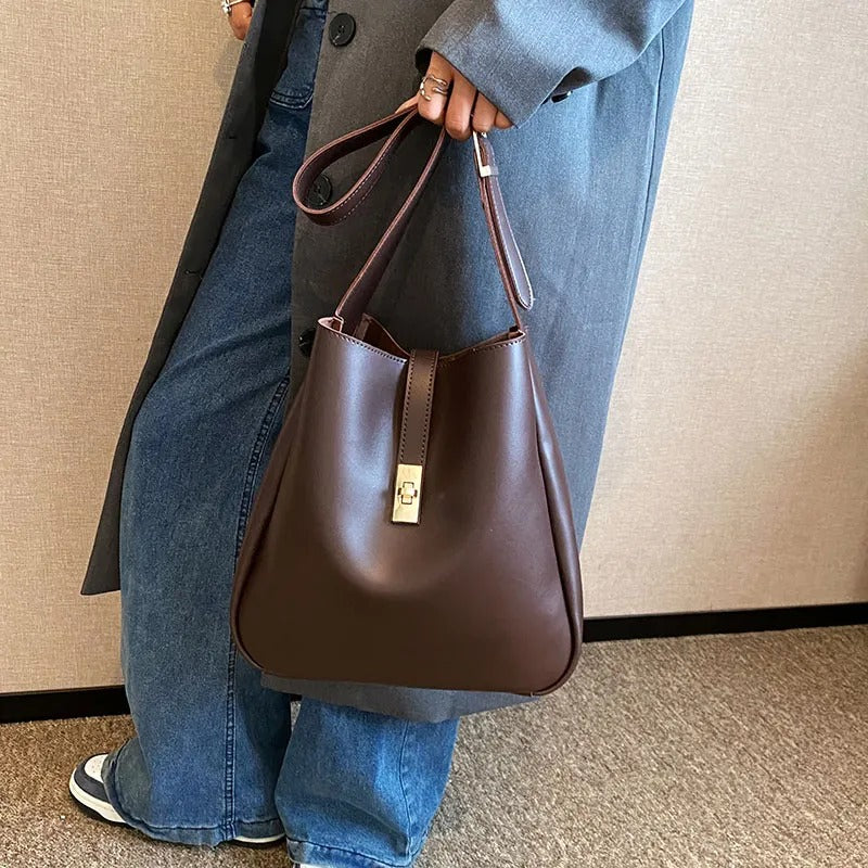 Valantomode | The Bea Vault Crossbody – Women's Premium Vegan Leather Turn-Lock Box Bag