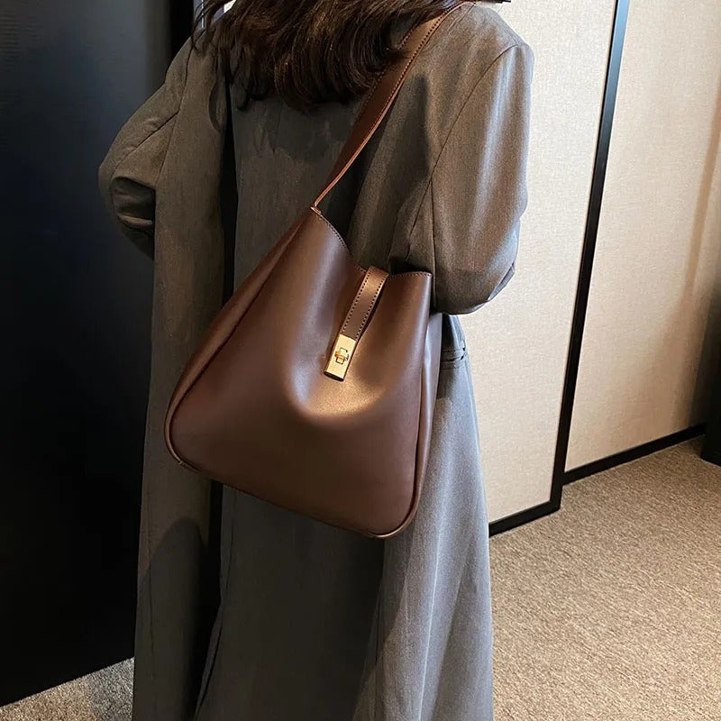 Valantomode | The Bea Vault Crossbody – Women's Premium Vegan Leather Turn-Lock Box Bag