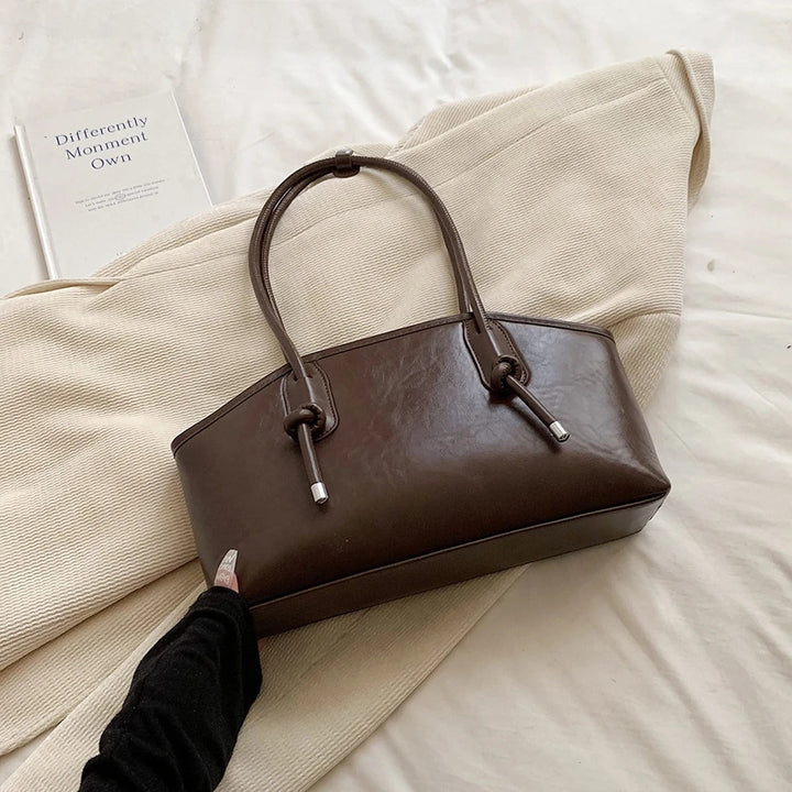 Valantomode | Aria Archival Baguette – Premium Vegan Leather Slim Shoulder Bag with Silver-Tone Accents