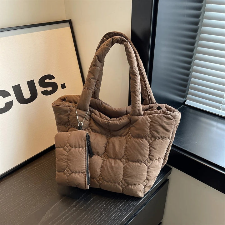 Valantomode | The Veridian Cubic Garrison – Women's Premium Boxy Quilted Puffer Tote