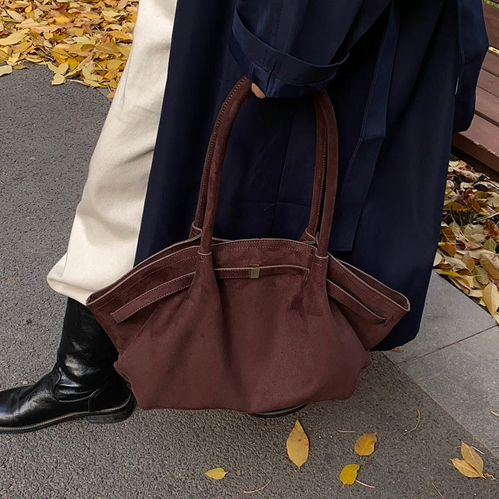 Valantomode | Velvet Horizon Garrison – 46cm Premium Vegan Suede Oversized Business Tote