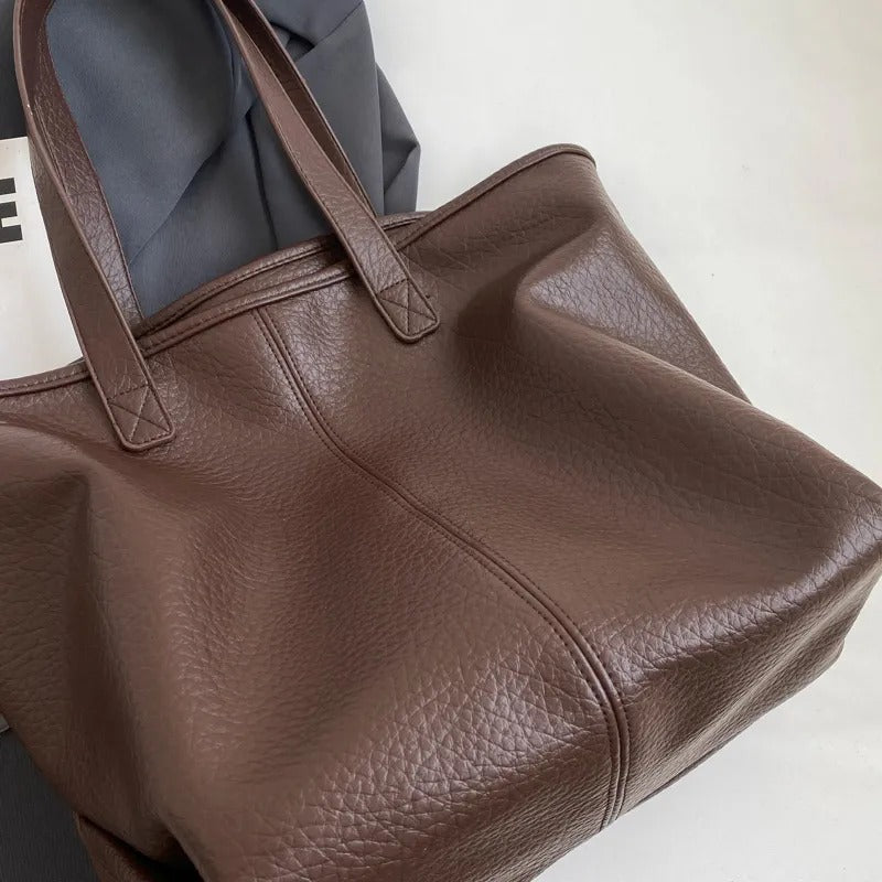 Valantomode | Aria Grande Soft-Touch Tote – Premium Vegan Leather Large Everyday Shoulder Bag