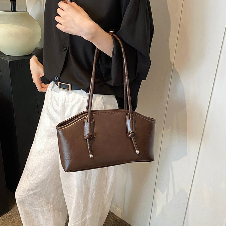 Valantomode | Aria Archival Baguette – Premium Vegan Leather Slim Shoulder Bag with Silver-Tone Accents