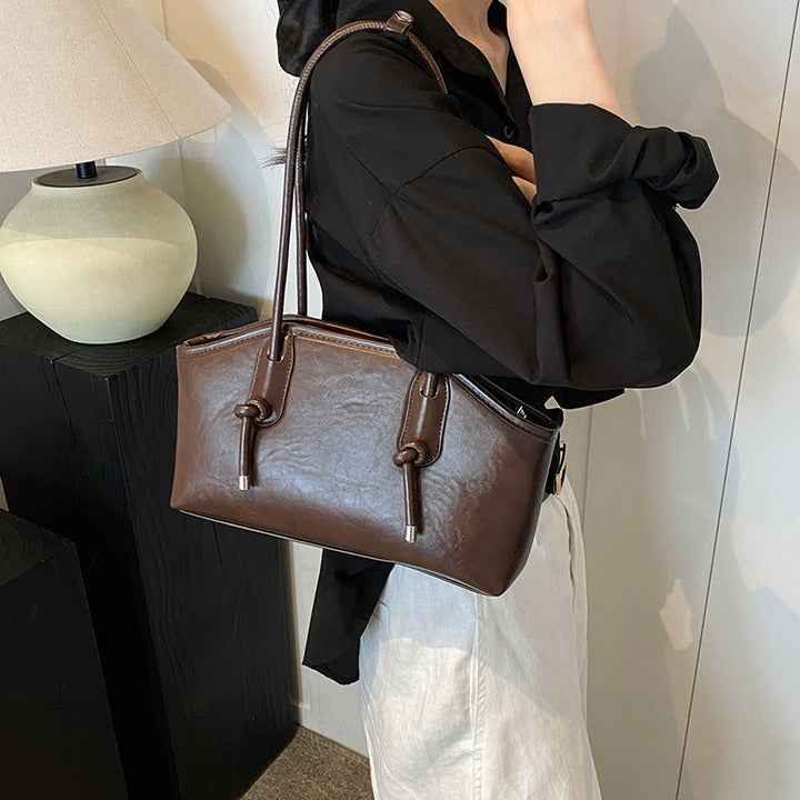 Valantomode | Aria Archival Baguette – Premium Vegan Leather Slim Shoulder Bag with Silver-Tone Accents