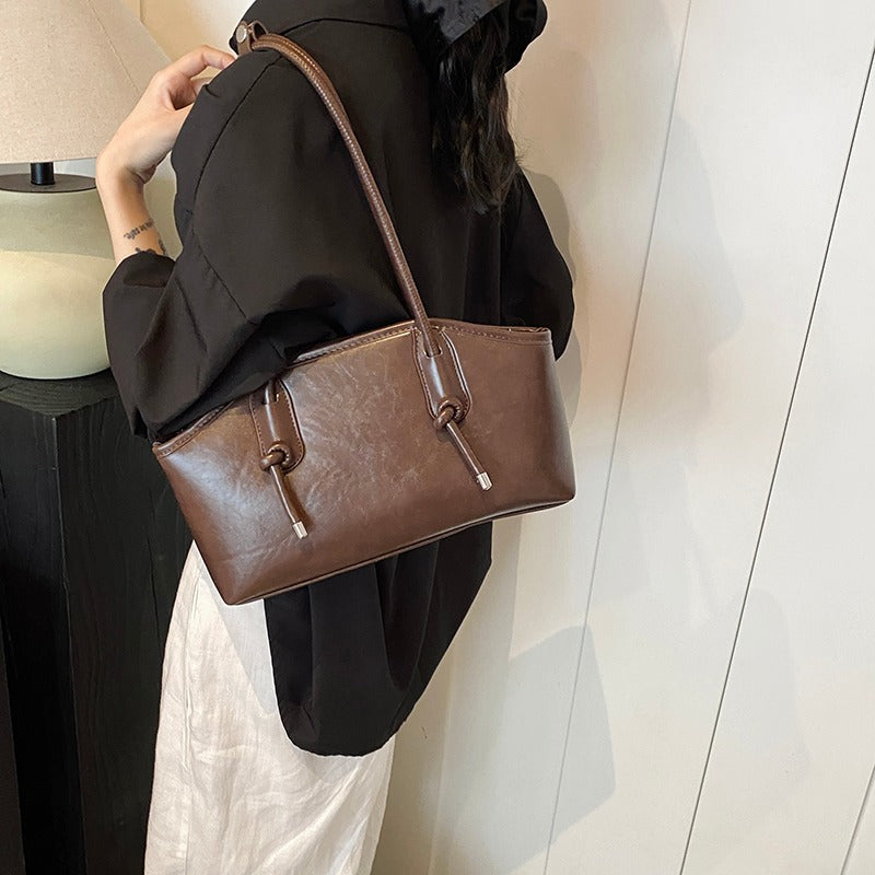 Valantomode | Aria Archival Baguette – Premium Vegan Leather Slim Shoulder Bag with Silver-Tone Accents