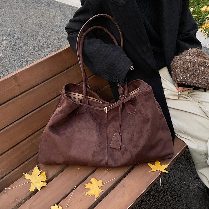Valantomode | Velvet Goliath Executive – 52cm Premium Vegan Suede XL Oversized Tote with Silver Accents