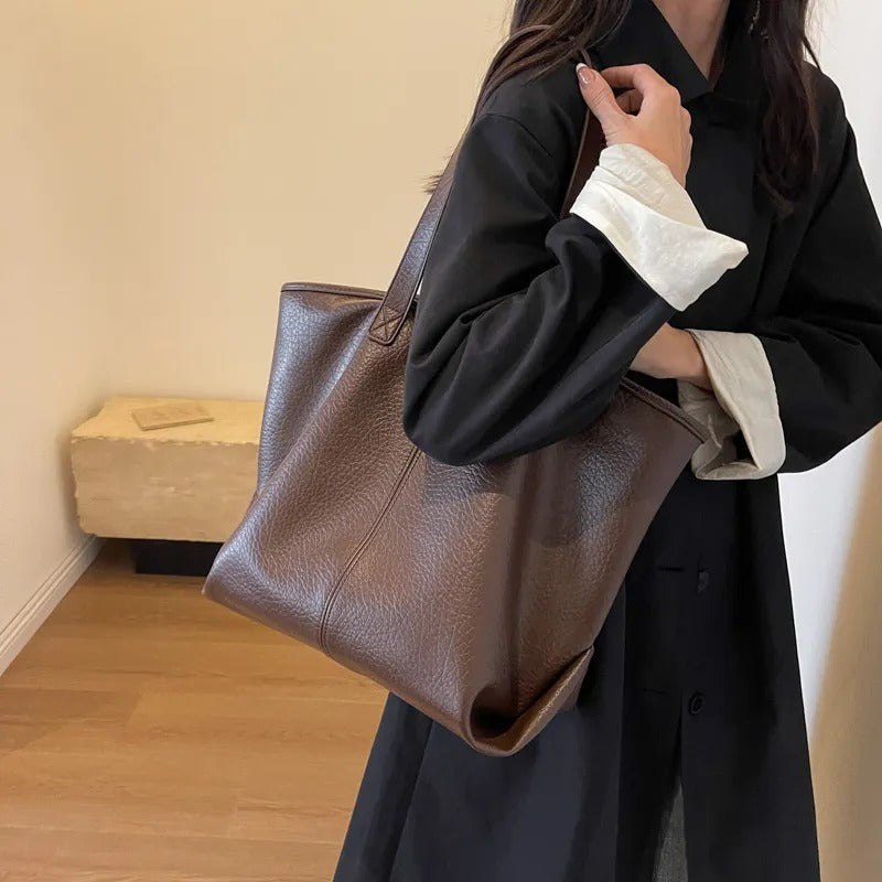 Valantomode | Aria Grande Soft-Touch Tote – Premium Vegan Leather Large Everyday Shoulder Bag