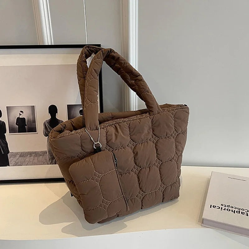 Valantomode | The Veridian Cubic Garrison – Women's Premium Boxy Quilted Puffer Tote