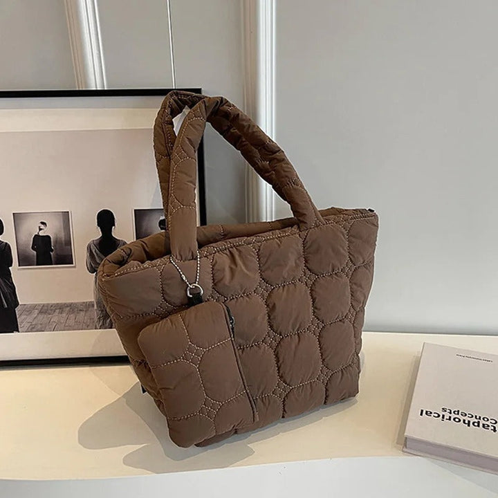 Valantomode | The Veridian Cubic Garrison – Women's Premium Boxy Quilted Puffer Tote