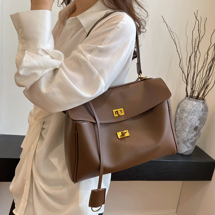 Valantomode | Apex Commuter Garrison – Premium Vegan Leather Structured Tote with Gold-Tone Turn-Lock