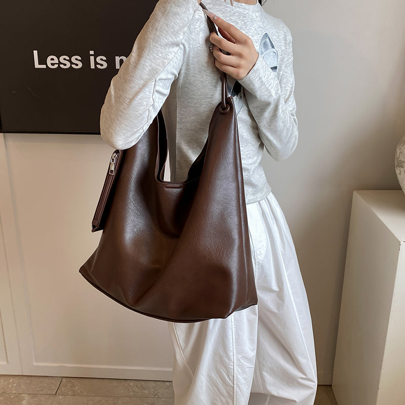 Valantomode | Aria Vertical Slouch – Premium Vegan Leather Oversized Tote with Modular Pouch
