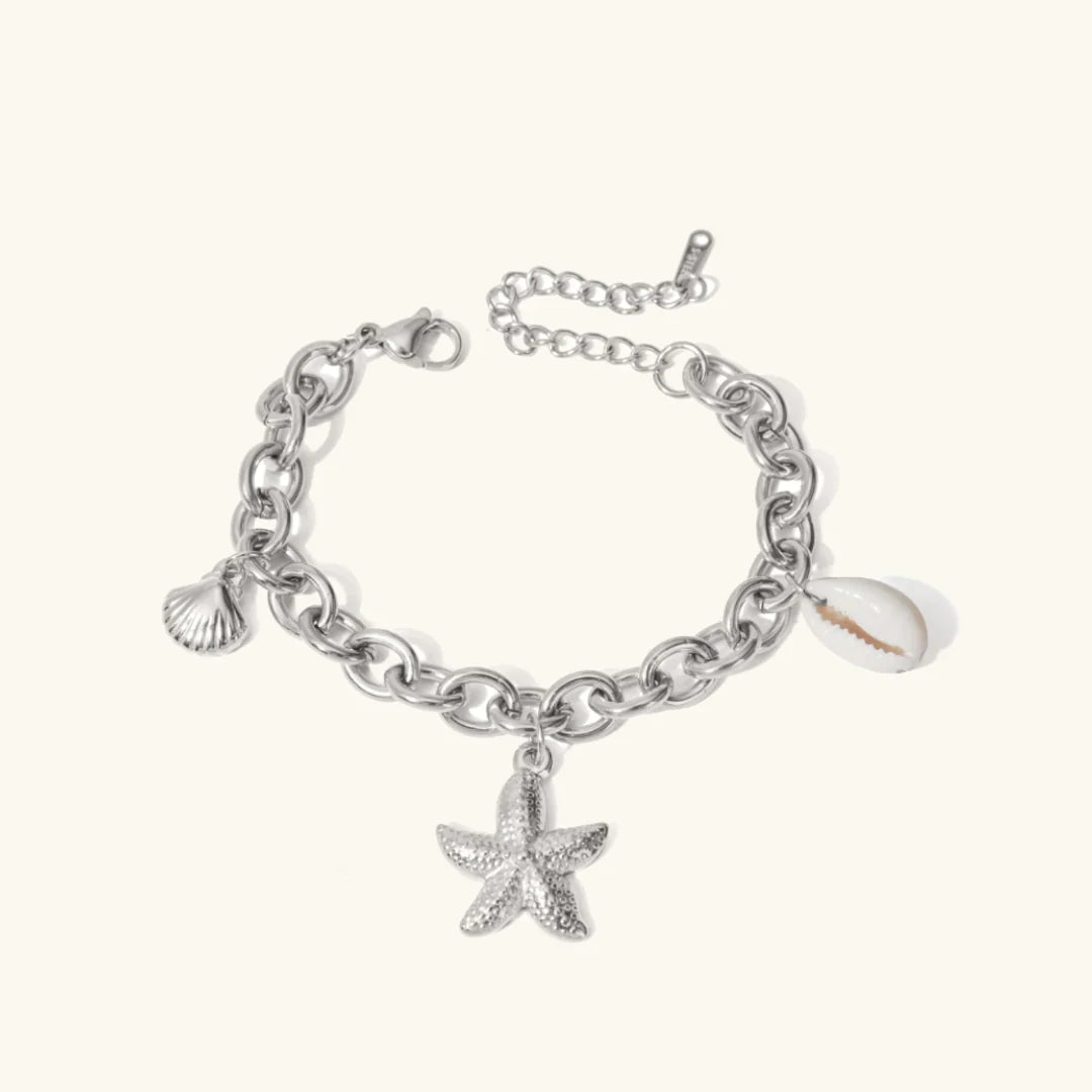 Valantomode | Plated Marine-Inspired Bracelet with Textured Starfish and Mollusk Geometry
