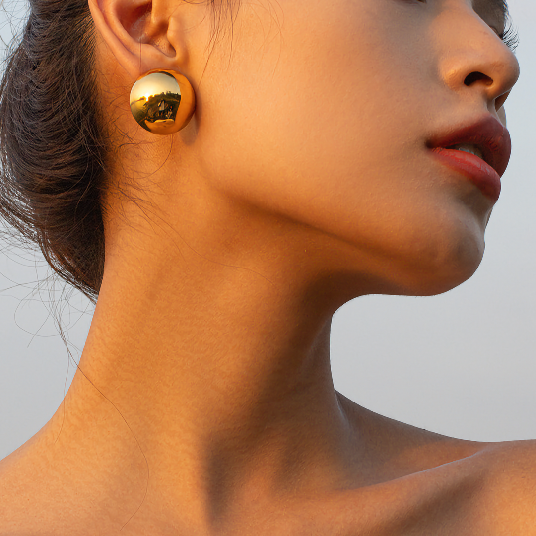 Valantomode | Heavyweight Plated Spherical Orb Earrings for Women