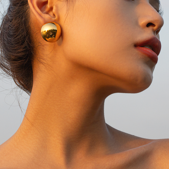 Valantomode | Heavyweight Plated Spherical Orb Earrings for Women