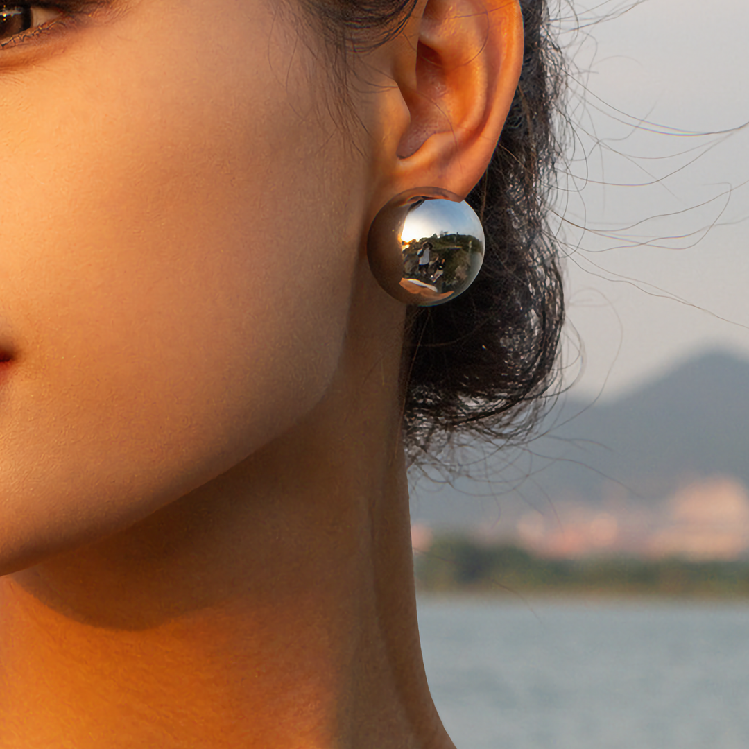 Valantomode | Heavyweight Plated Spherical Orb Earrings for Women