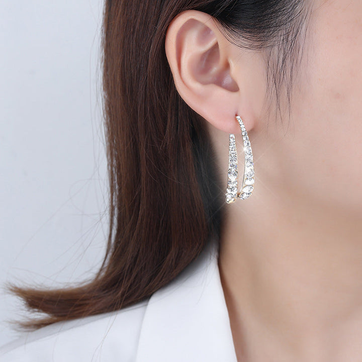 Valantomode | Heavyweight Gold Plated Waterfall CZ Drop Earrings for Women