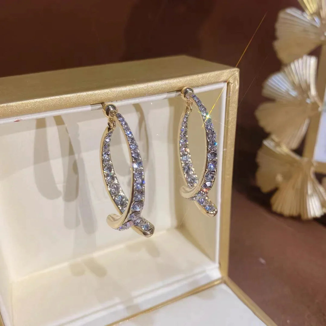 Valantomode | Heavyweight Gold Plated Waterfall CZ Drop Earrings for Women