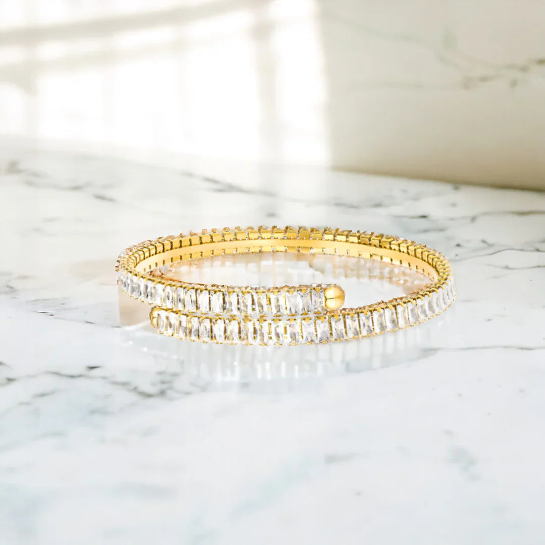 Valantomode | Gold Plated CZ Cuff Bracelet for Women