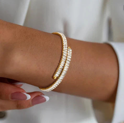 Valantomode | Gold Plated CZ Cuff Bracelet for Women