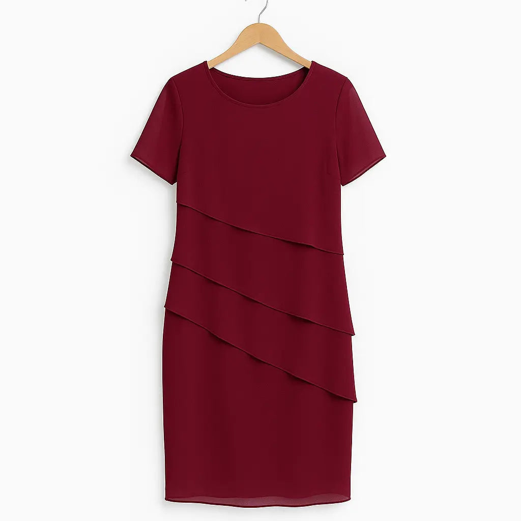 Valantomode | Chic Layered Chiffon Dress for Effortless Elegance