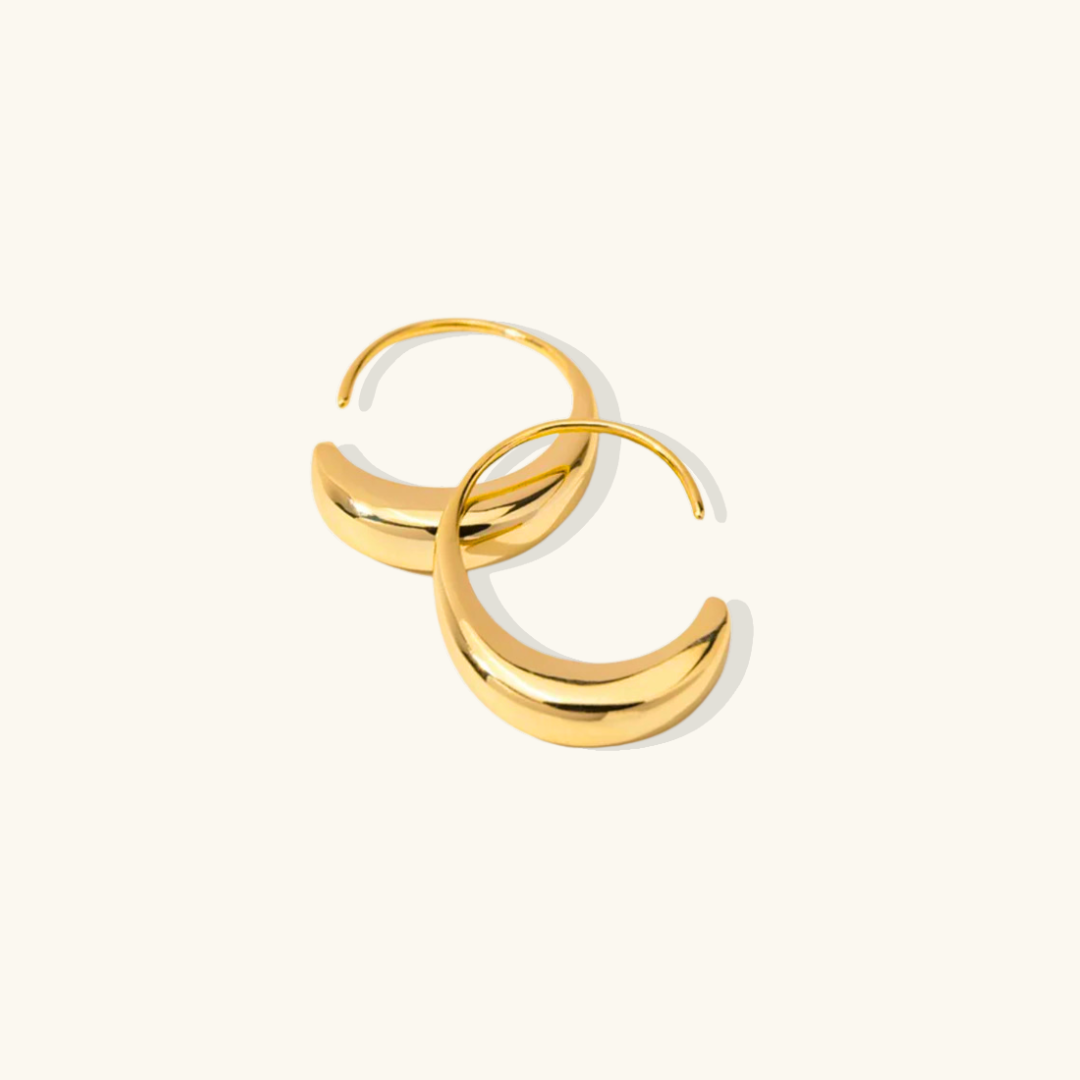 Valantomode | Plated Delilah Hoop Earrings with Crescent Volumetric Architecture and High-Mass Geometry