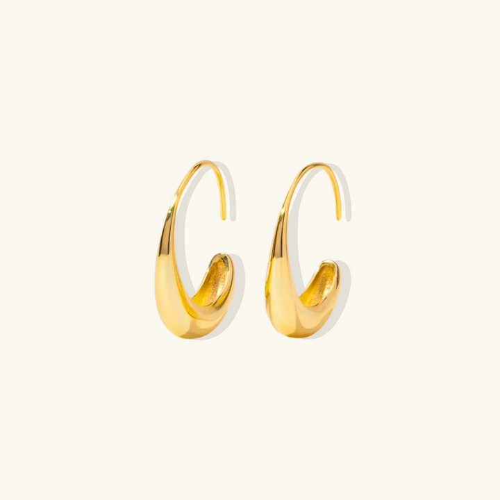 Valantomode | Plated Delilah Hoop Earrings with Crescent Volumetric Architecture and High-Mass Geometry