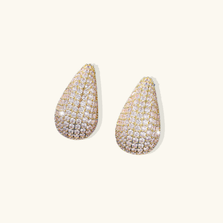 Valantomode | Plated Diamond Teardrop Earrings with Lacrimiform Architecture and Refractive Stone Assets
