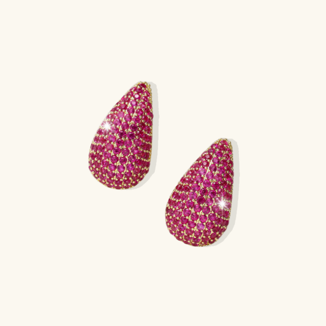 Valantomode | Plated Diamond Teardrop Earrings with Lacrimiform Architecture and Refractive Stone Assets