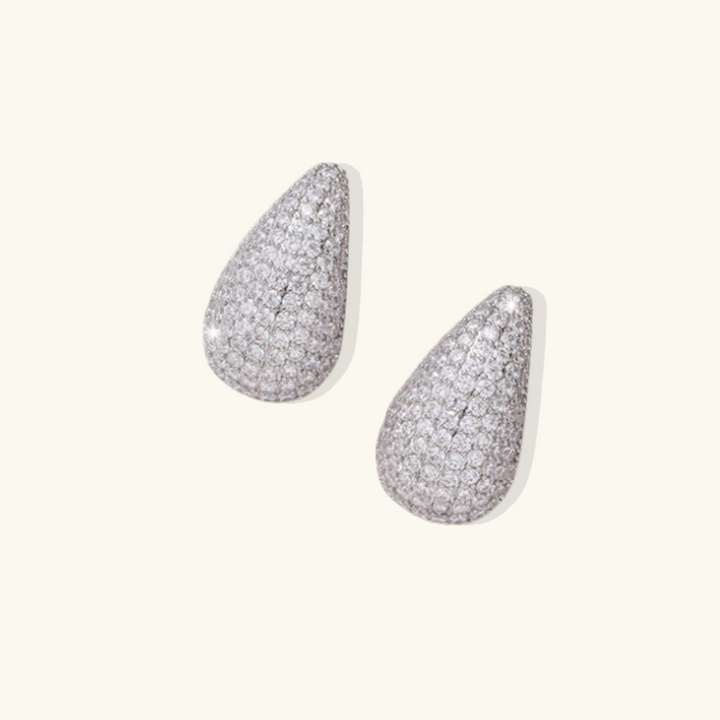 Valantomode | Plated Diamond Teardrop Earrings with Lacrimiform Architecture and Refractive Stone Assets