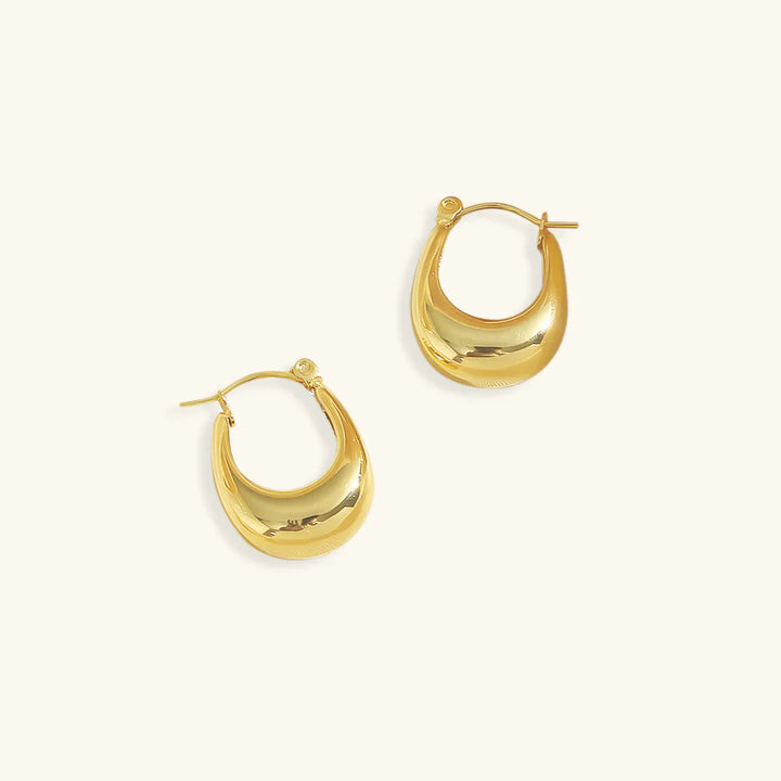Valantomode | Plated Volumetric Crescent Hoop Earrings for Women