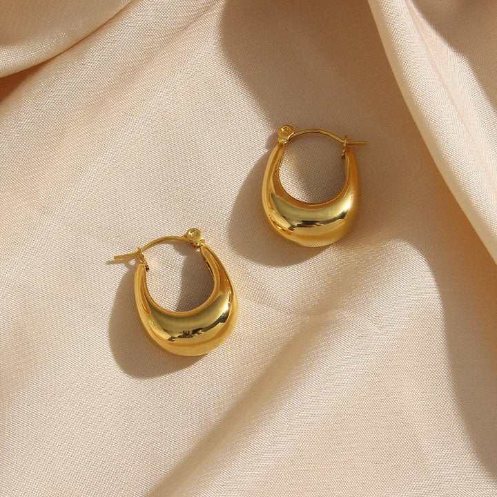 Valantomode | Plated Volumetric Crescent Hoop Earrings for Women