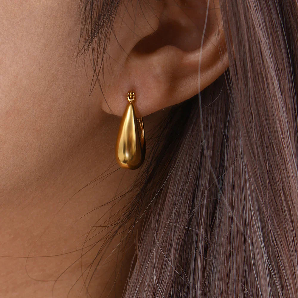 Valantomode | Plated Volumetric Crescent Hoop Earrings for Women