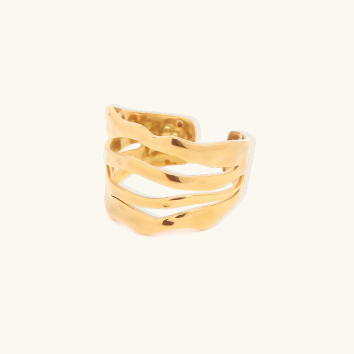 Valantomode | Plated Dolly Ripple Ring with Undulating Strata Architecture and Open-Ended Geometry