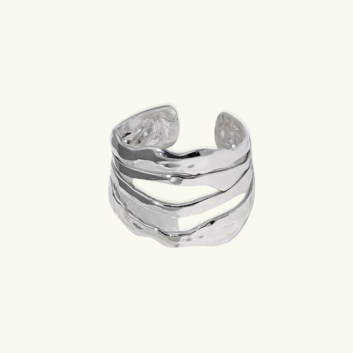Valantomode | Plated Dolly Ripple Ring with Undulating Strata Architecture and Open-Ended Geometry
