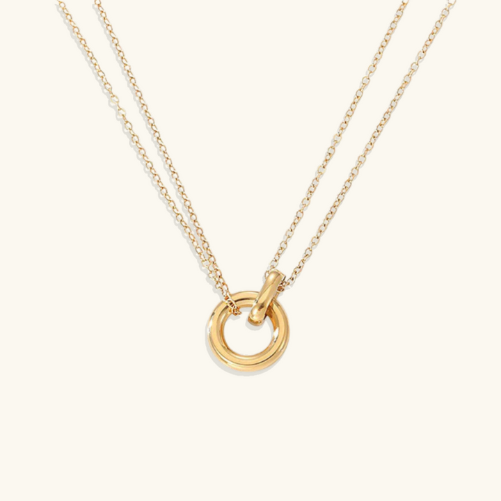 Valantomode | Gold Plated Dual Chain Ring Necklace for Women