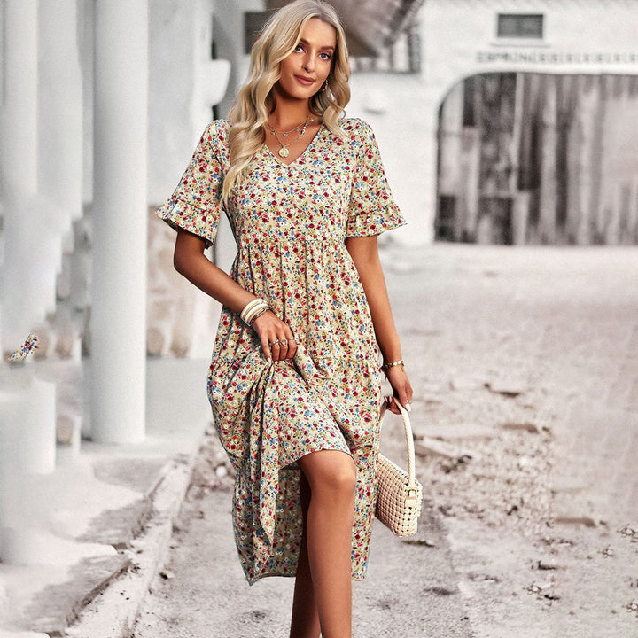 Valantomode | Stylish Floral Midi Dress for Women’s Casual Wear