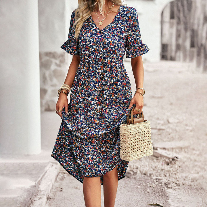 Valantomode | Stylish Floral Midi Dress for Women’s Casual Wear