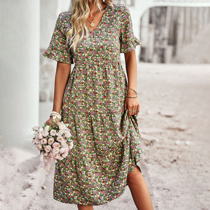 Valantomode | Stylish Floral Midi Dress for Women’s Casual Wear