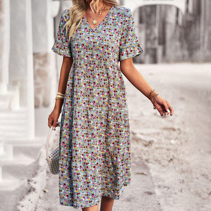 Valantomode | Stylish Floral Midi Dress for Women’s Casual Wear