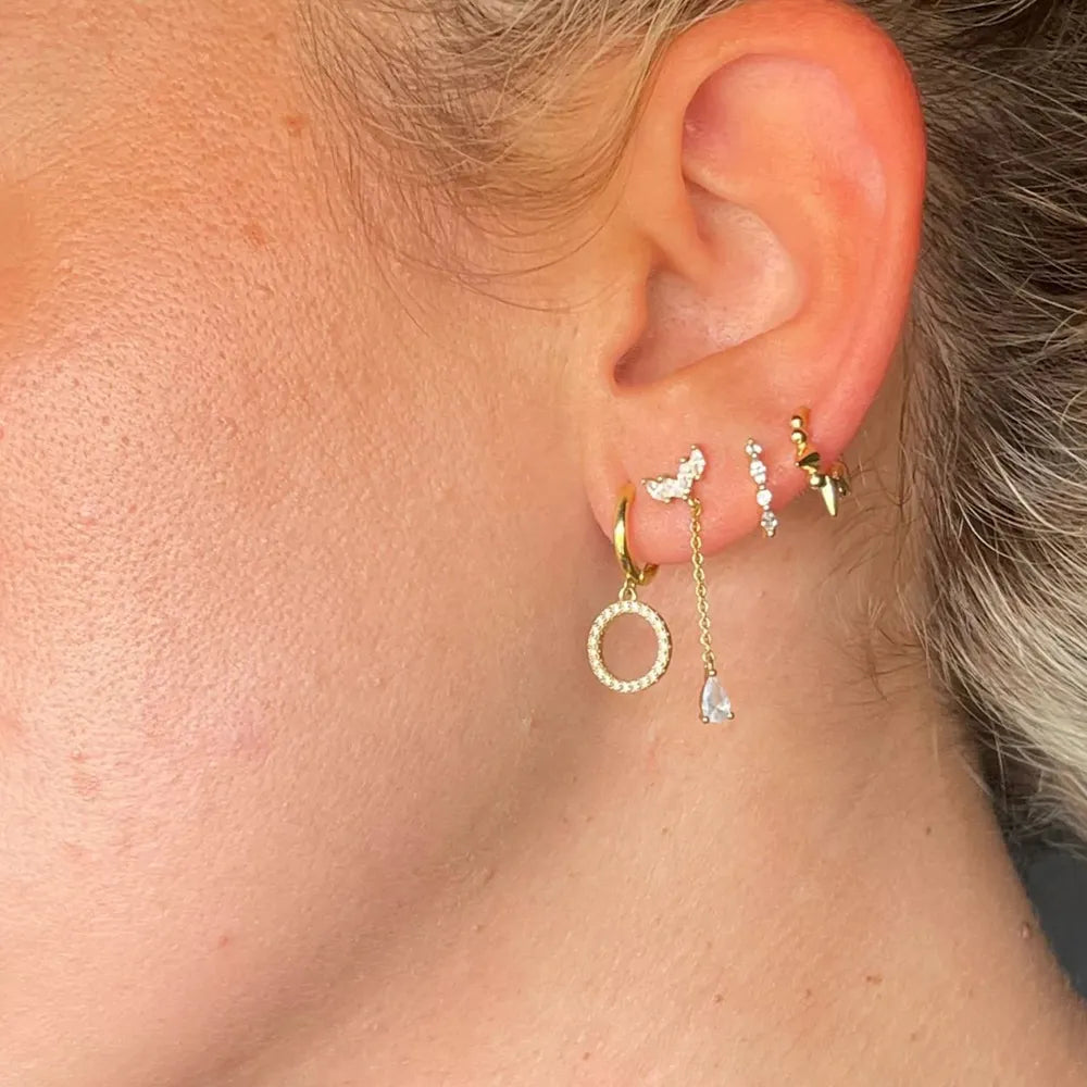 Valantomode | S925 Sterling Silver Plated Hoop Earrings with Marquise-Cut Refractive Assets