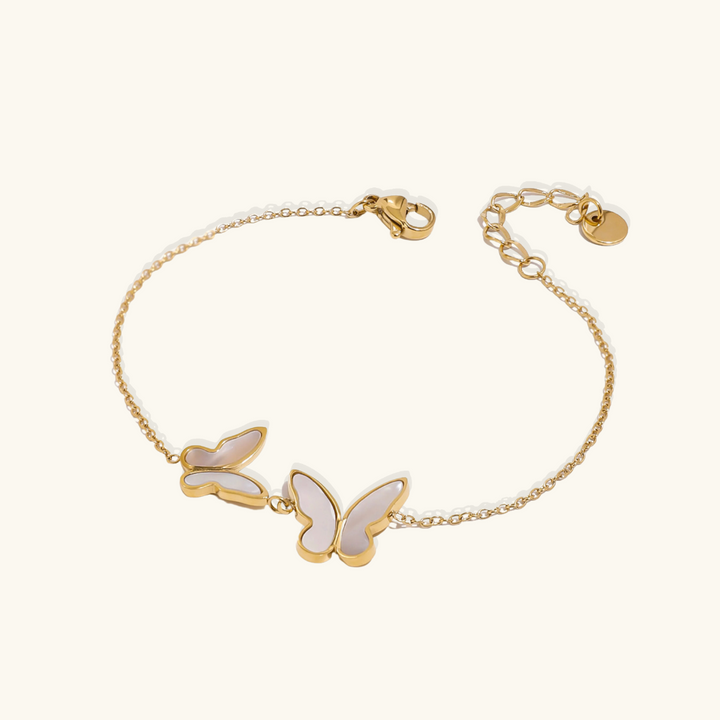 Valantomode | Plated Edith Butterfly Bracelet with Entomomorphic Architecture and Freshwater Pearl Assets