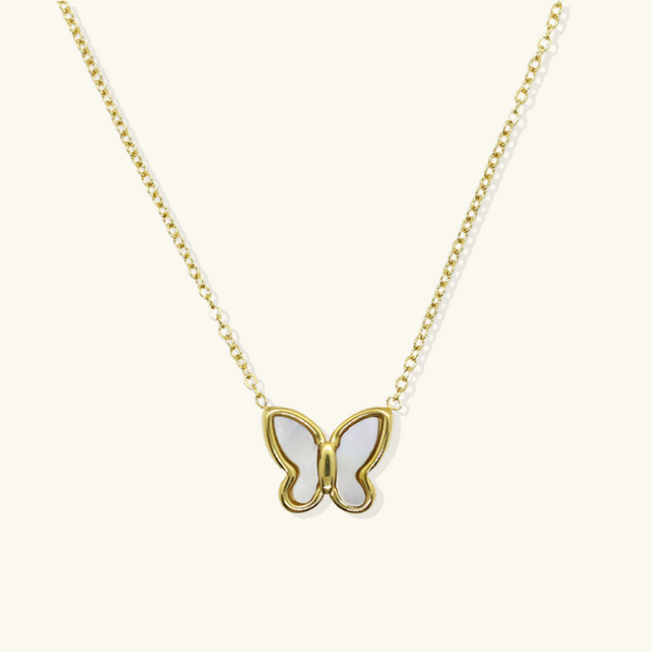 Valantomode | Plated Lepidopteran Pendant Necklace with Integrated Freshwater Pearl Inlay