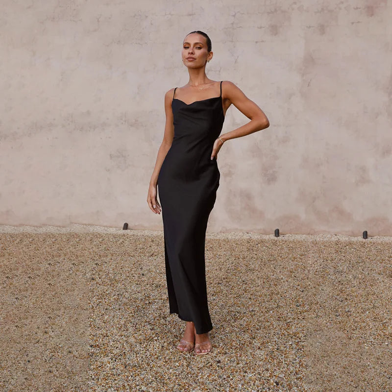 Valantomode | Chic Cowl Neck Dress for Effortless Elegance