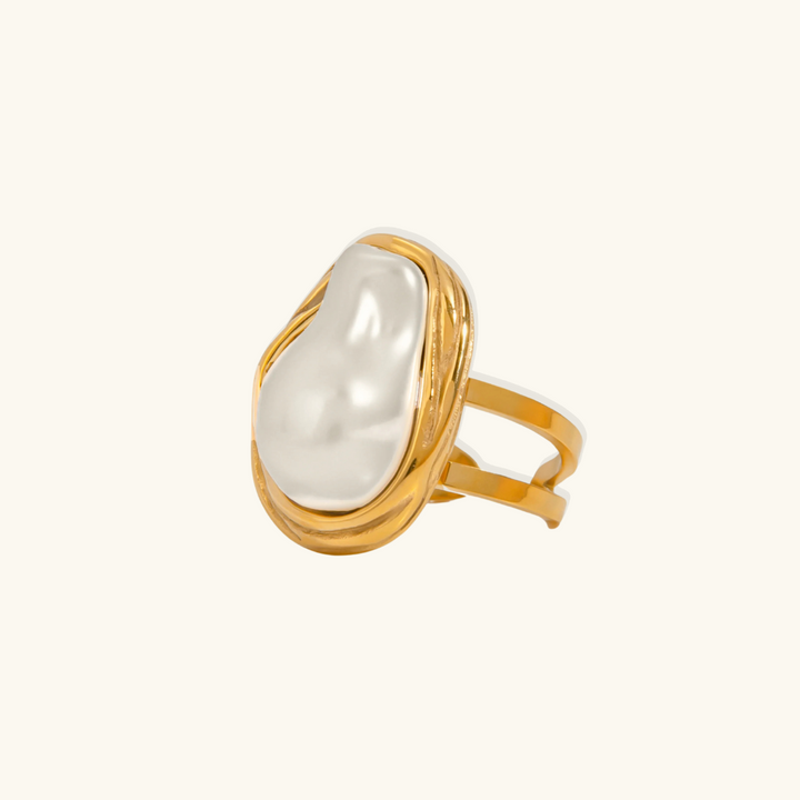 Valantomode | Plated Open-Ended Ring with Volumetric Baroque Pearl Asset for Women