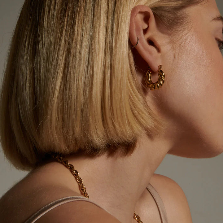 Valantomode | Lightweight Plated Twisted Helical Earrings for Women